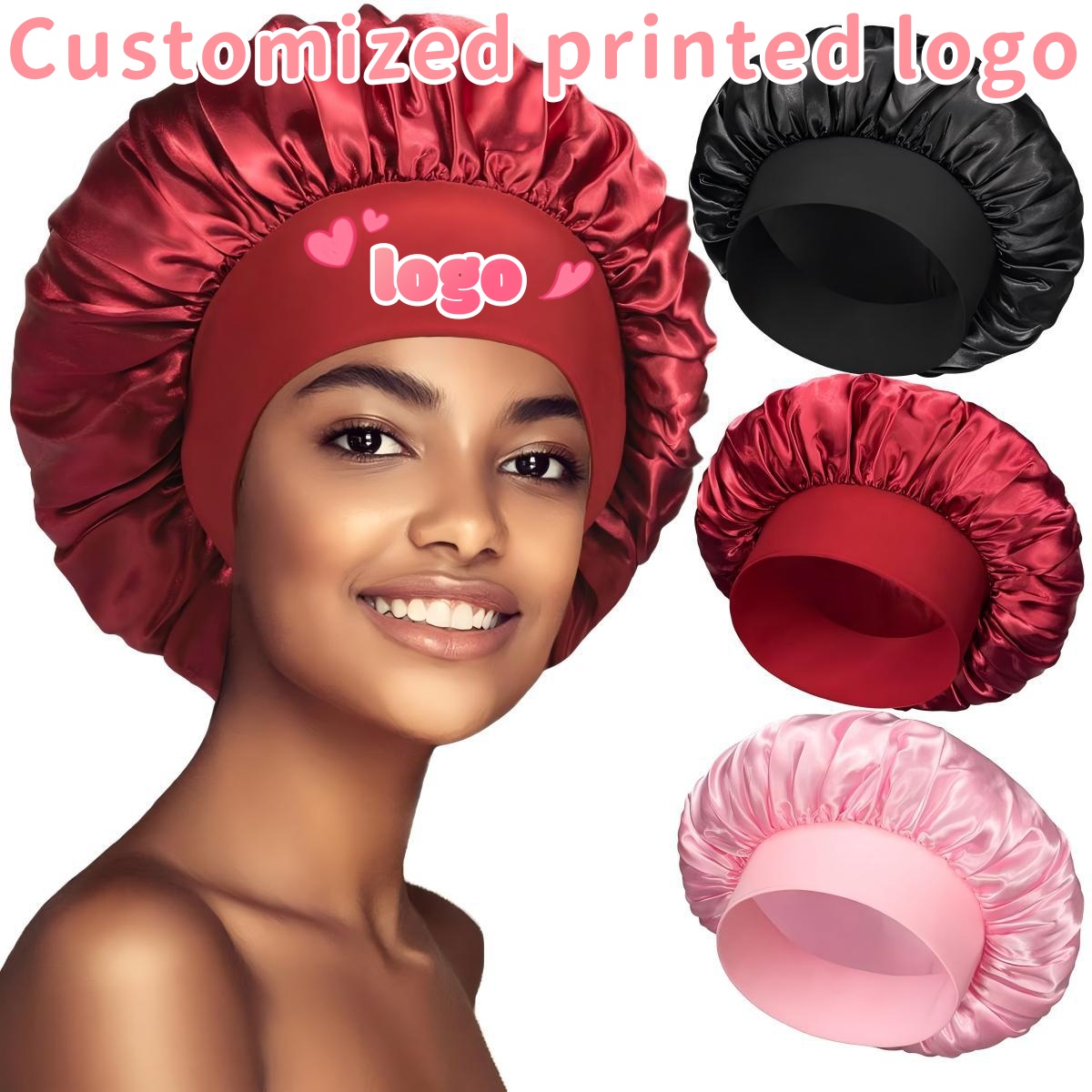 Hair Care Logo - Kişiselleştirilmiş Baskılı Logolu Yeni Kadın Saten